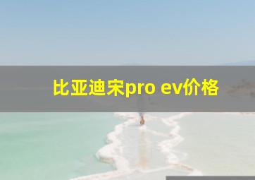 比亚迪宋pro ev价格